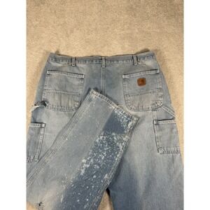 Vtg Carhartt 38x34* B15 HDK Denim Work Carpenter Dungaree Paint Thrashed Wide